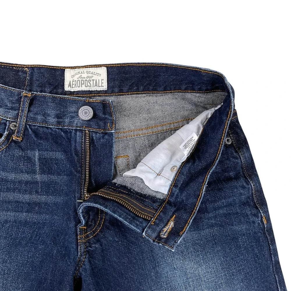 Aeropostale Men Jeans 30x32 (ACTUAL 30x29.5) Dark Blue Bootcut Benton Cotton EUC